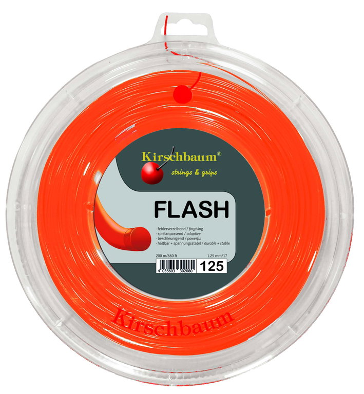 Kirschbaum Tennissaite Flash (Haltbarkeit+Power) orange 200m Rolle