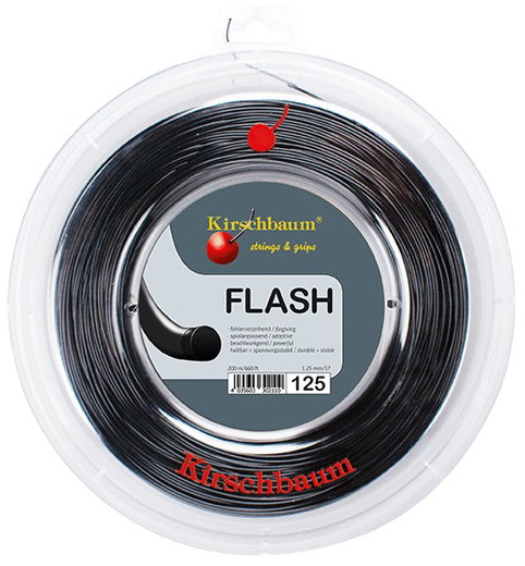 Kirschbaum Tennissaite Flash (Haltbarkeit+Power) schwarz 200m Rolle