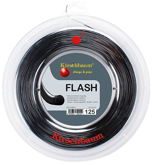 Kirschbaum Tennissaite Flash (Haltbarkeit+Power) schwarz 200m Rolle
