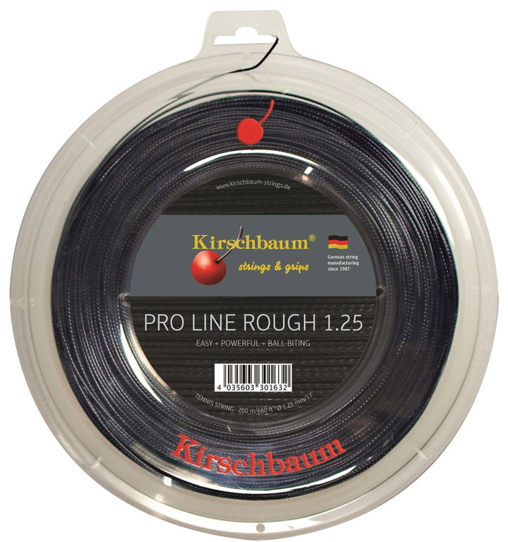 Kirschbaum Tennissaite Pro Line Rough (Haltbarkeit+Spin) schwarz 200m Rolle