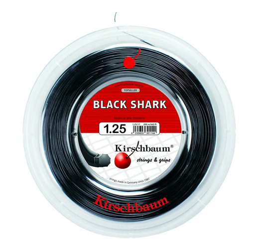 Kirschbaum Tennissaite Black Shark (Haltbarkeit+Spin) schwarz 200m Rolle