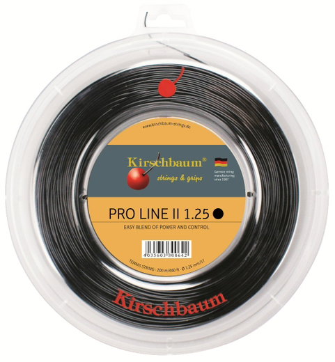 Kirschbaum Tennissaite Pro Line No II (Haltbarkeit+Kontrolle) schwarz 200m Rolle