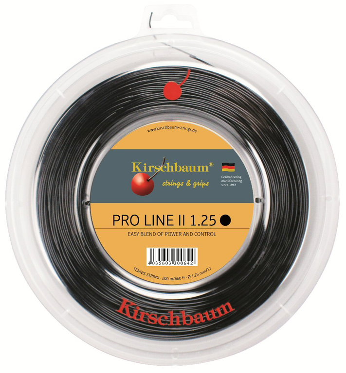 Kirschbaum Tennissaite Pro Line No II (Haltbarkeit+Kontrolle) schwarz 200m Rolle