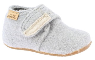Living Kitzbuhel Slippers Velcro Model Felt (100% Pure New Wool) Plain Kids Light Grey Toddlers (27-30)