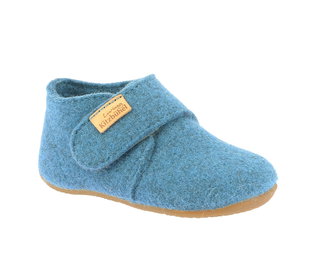 Living Kitzbühel Slippers Velcro Model Felt (Wool) - high shaft - Plain Kids Blue Toddlers (18-26)