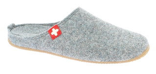 Living Kitzbühel Kapcie Filcowe (70% Wełny) Szwajcarski Krzyż szary okrągły (Rozmiar 36-40)