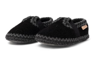 Living Kitzbühel Slippers T-Model with Crochet Decoration Black Toddlers/Children