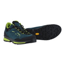 Lowa Wanderschuhe Delago Low GTX (Trekking, Veloursleder, wasserdicht) 2025 petrolblau/limonengrün Herren