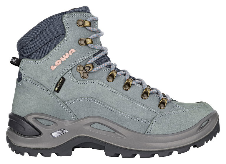 Lowa Wanderschuhe Renegade Mid GTX (All-Terrain, Nubukleder, wasserdicht) eisblau/lachs Damen