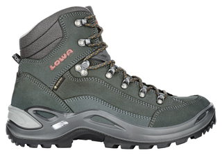 Lowa Wanderschuhe Renegade Mid GTX (All-Terrain, Nubukleder, wasserdicht) anthrazitgrau/mandarine Damen
