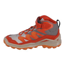 Lowa Wanderschuhe Maddox Pro Mid GTX Velcro Junior (Textil/Veloursleder, Klett­ver­schluss, wasserdicht) wüstenbeige/feuerrot Kinder