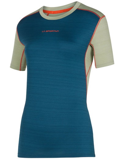 La Sportiva Wander-Shirt Sunfire (atmungsaktiv, schnelltrocknend) stormblau/teagrün Damen