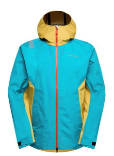 La Sportiva Softshelljacke Discover Shell (winddicht, wasserdicht) tropicblau/gelb Herren