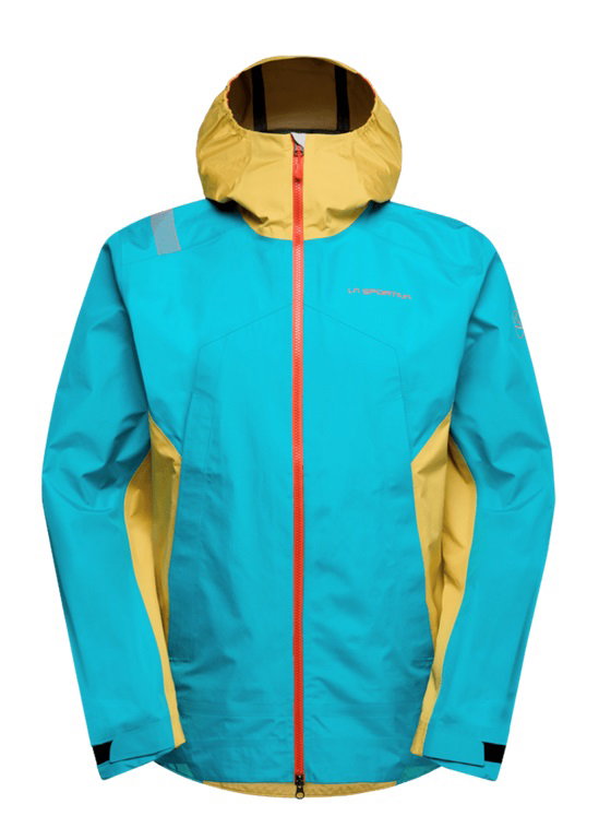 La Sportiva Softshelljacke Discover Shell (winddicht, wasserdicht) tropicblau/gelb Herren