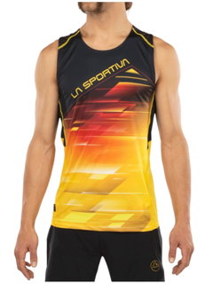 La Sportiva Lauf-Tanktop Slipstream (atmungsaktiv, reflektierende Details) schwarz/gelb/rot Herren