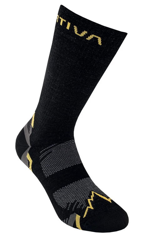 La Sportiva Wandersocke Hiking Socks (Merinowolle) schwarz/gelb - 1 Paar