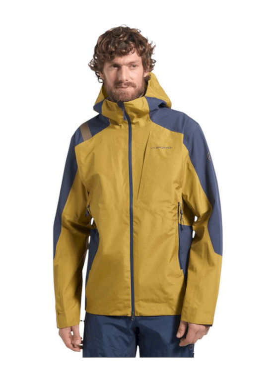 La Sportiva Softshelljacke Crossridge Evo Shell (Hardschell, für Skitouren, wasserdicht) savanagelb/nachtblau Herren