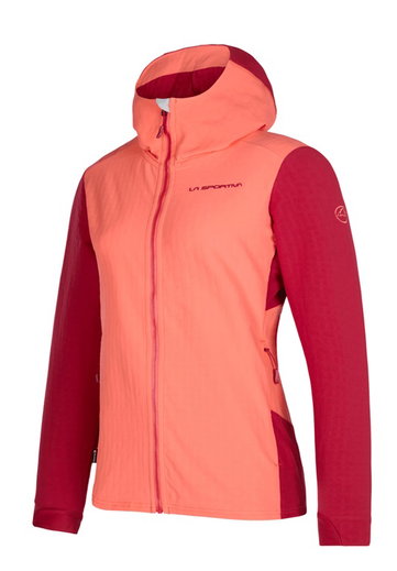 La Sportiva Wanderjacke Descender Storm Jkt (wasserabweisend, winddicht) flamingo/velvet Damen