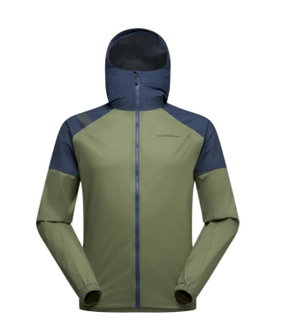 La Sportiva Trail-Laufjacke Pocketshell (Hardschell, wasserdicht) dunkelgrün/dunkelblau Herren