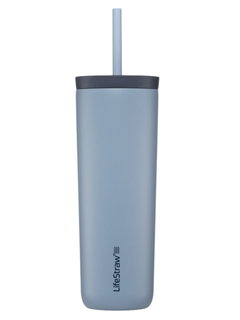 LifeStraw Thermobecher Go Steel Tumbler Isolierter aus Edelstahl, mit Wasserfilter, mit Trinkhalm - iceblau - 500 ml