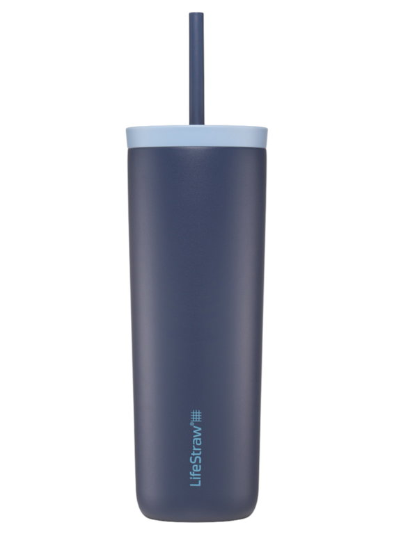 LifeStraw Thermobecher Go Steel Tumbler Isolierter aus Edelstahl, mit Wasserfilter, mit Trinkhalm - navyblau - 500 ml