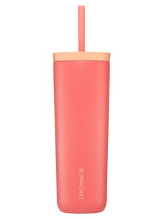 LifeStraw Thermobecher Go Steel Tumbler Isolierter aus Edelstahl, mit Wasserfilter, mit Trinkhalm - aprikose/pink - 500 ml