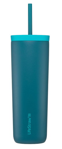 LifeStraw Thermobecher Go Steel Tumbler Isolierter aus Edelstahl, mit Wasserfilter, mit Trinkhalm - tealblau - 500 ml
