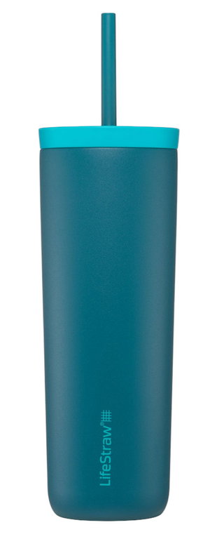 LifeStraw Thermobecher Go Steel Tumbler Isolierter aus Edelstahl, mit Wasserfilter, mit Trinkhalm - tealblau - 500 ml