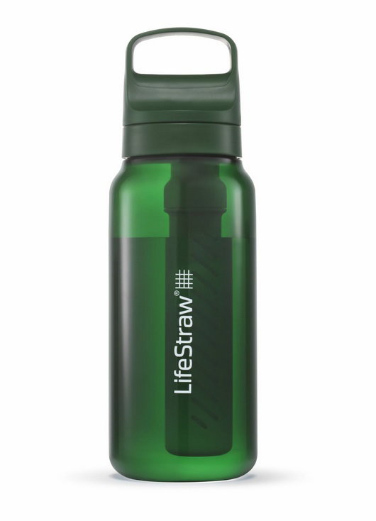 LifeStraw Trinkflasche Go Series mit Wasserfilter, Verschluss mit Silikonmundstück, BPA frei grün - 1 Liter