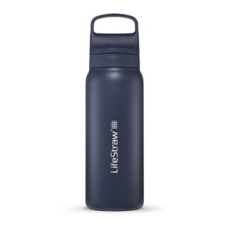 LifeStraw Trinkflasche Go Series Stainless Steel mit Wasserfilter, Verschluss mit Silikonmundstück BPA frei seablau - 700 ml