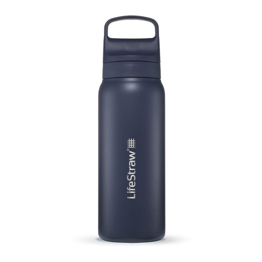 LifeStraw Trinkflasche Go Series Stainless Steel mit Wasserfilter, Verschluss mit Silikonmundstück BPA frei seablau - 700 ml