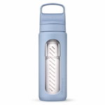LifeStraw Go Glass Water Bottle with Water Filter, Closure with Silicone Mouthpiece BPA Free Light Blue - 600 ml