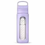 LifeStraw Go Glass Water Bottle with Water Filter, Closure with Silicone Mouthpiece BPA Free Purple - 600 ml