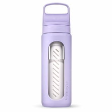 Butelka LifeStraw Go Glass z filtrem do wody, zatyczka z silikonowym ustnikiem, wolna od BPA, fioletowa - 600 ml