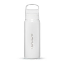 LifeStraw Trinkflasche Go Series Stainless Steel mit Wasserfilter, Verschluss mit Silikonmundstück BPA frei weiss - 700 ml