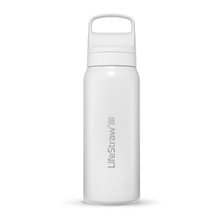 LifeStraw Trinkflasche Go Series Stainless Steel mit Wasserfilter, Verschluss mit Silikonmundstück BPA frei weiss - 700 ml