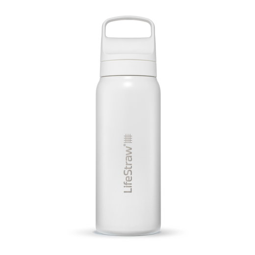 LifeStraw Trinkflasche Go Series Stainless Steel mit Wasserfilter, Verschluss mit Silikonmundstück BPA frei weiss - 700 ml