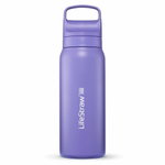 LifeStraw Go Series Stainless Steel Water Bottle with Water Filter, Closure with Silicone Mouthpiece BPA Free Purple - 700 ml