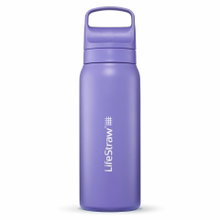 LifeStraw Trinkflasche Go Series Stainless Steel mit Wasserfilter, Verschluss mit Silikonmundstück BPA frei violett - 700 ml