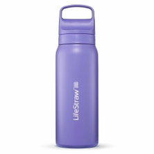 LifeStraw Trinkflasche Go Series Stainless Steel mit Wasserfilter, Verschluss mit Silikonmundstück BPA frei violett - 700 ml