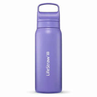 LifeStraw Trinkflasche Go Series Stainless Steel mit Wasserfilter, Verschluss mit Silikonmundstück BPA frei violett - 700 ml