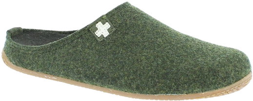 Living Kitzbühel Hausschuhe Filzpantoffel (Wolle) Schweizer Kreuz grün Herren
