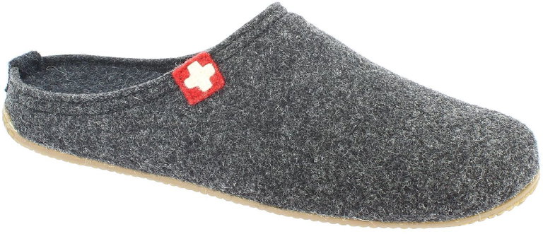 Living Kitzbühel Hausschuhe Filzpantoffel (Wolle) Schweizer Kreuz anthrazitgrau Damen