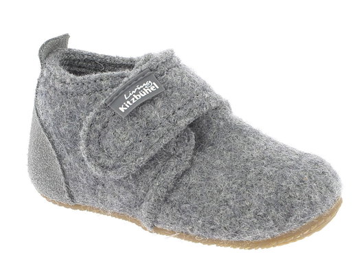 Living Kitzbühel Hausschuhe Klettmodell Velourlederkappe Filz (Schurwolle) Kids grau Kleinkinder (27-30)