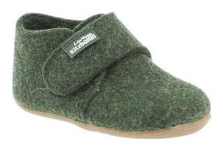 Living Kitzbühel Slippers Velcro Model Felt (rec. Wool) - High Shaft - Solid Colour Kids Green Children (27-30)