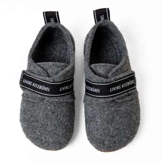 Living Kitzbühel Hausschuhe Klettschuh aus Wollfilz grau Jungen (31-35)