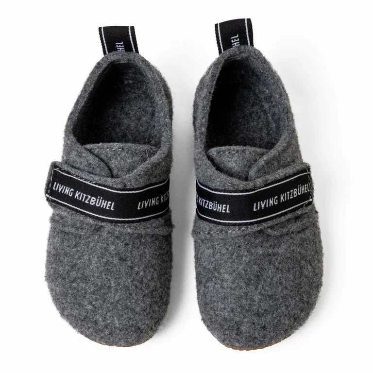 Living Kitzbühel Hausschuhe Klettschuh aus Wollfilz grau Jungen (31-35)
