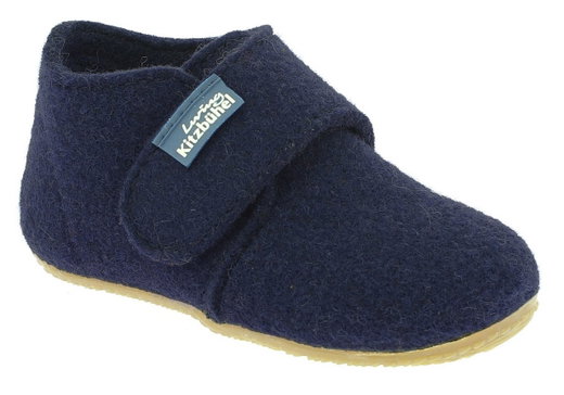 Living Kitzbühel Slippers Velcro Model Felt (recycled Wool) - High Shaft - Solid Colour Kids Night Blue Children (18-26)