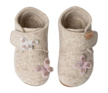 Living Kitzbühel Hausschuhe Klettschuh Sissi Schmetterling (Wolle) Unifarben oat milchweiss Mädchen (27-30)