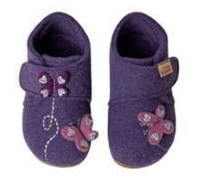 Living Kitzbühel Hausschuhe Klettschuh Sissi Schmetterling (Wolle) Unifarben purple magic Kleinkinder Mädchen (24-26)